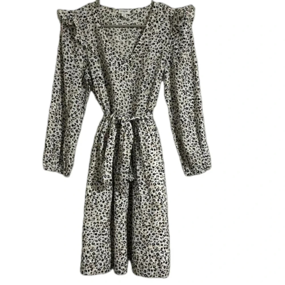 J. Crew long sleeve animal print leopard cheetah vneck dress